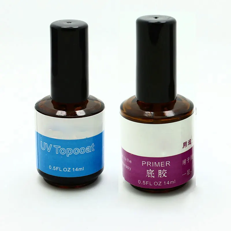 

Professional 2pcs UV Top Coat Primer Base Gel Nail Art Tips Builder Acrylic Polish Set