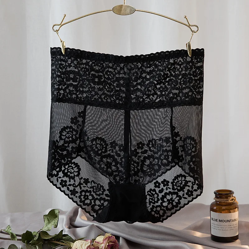 Frauen Spitze Hohe Taille Höschen Sexy Mesh Gürtel Taille Unterwäsche Qualität Plus Größe Kolben-heber Knickers Bauch Schlank Steuer Briefs