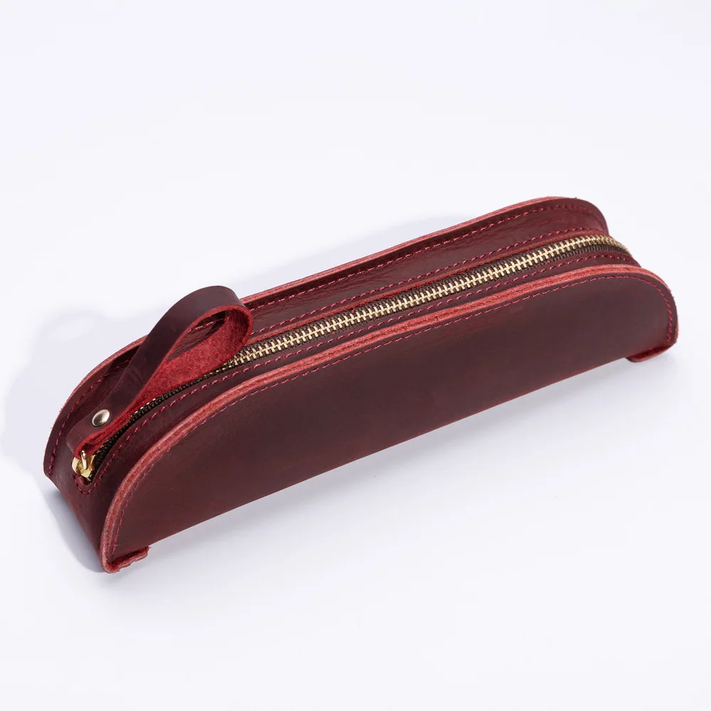 

Genuine Leather Pencil Case School Retro Fountain Pen Box Back to School Cartridge Pencilcase Mini Small Penal Bag Stationery