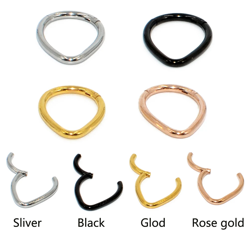 1PC Stainless Steel Hinged Septum Clicker Hoop Ring Nose Labret Ear Tragus Cartilage Daith Helix Earring Body Piercing Jewelry