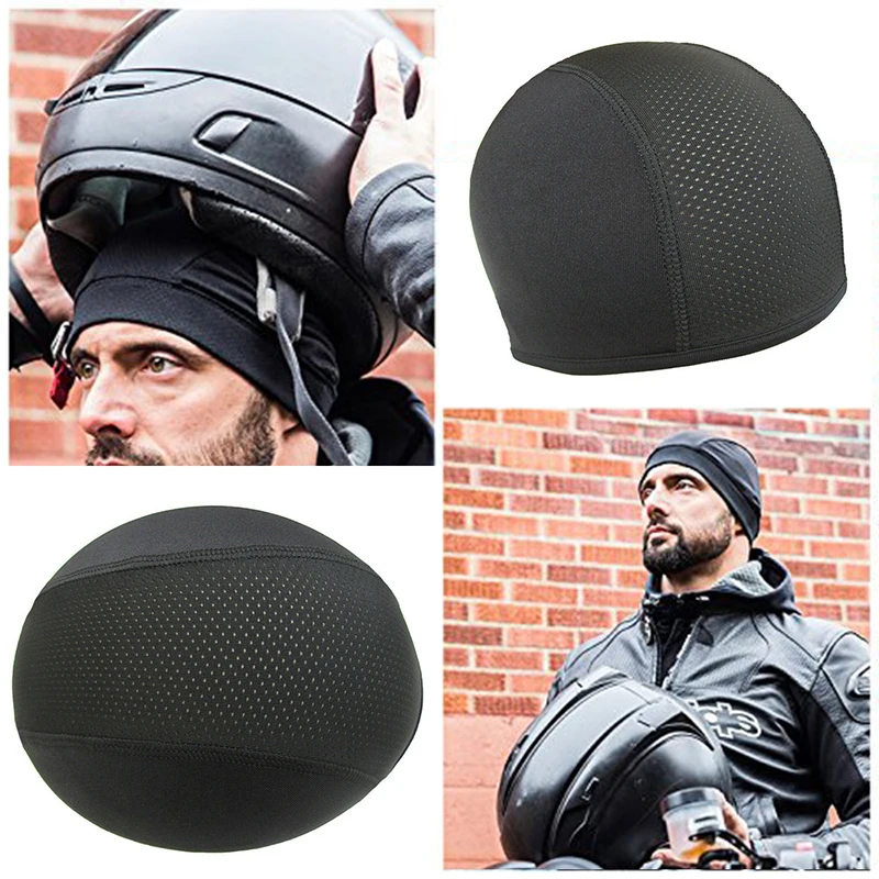 Casquette intérieure noire pour casque de moto, accessoires, chapeau Cool, sèche, respirant, anti-humidité, casquette de course, bonnet