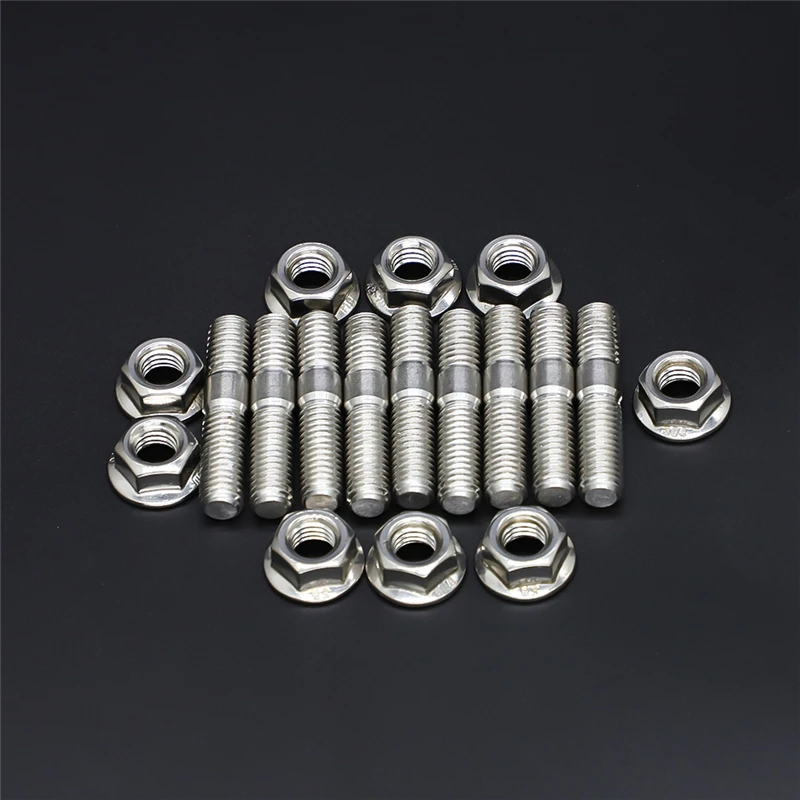 For B D Series M8*40 Exhaust Manifold Stud For Honda Civic Acura Integra V3 Stainless Steel Exhaust Stud Serrated Bolt Nut Screw