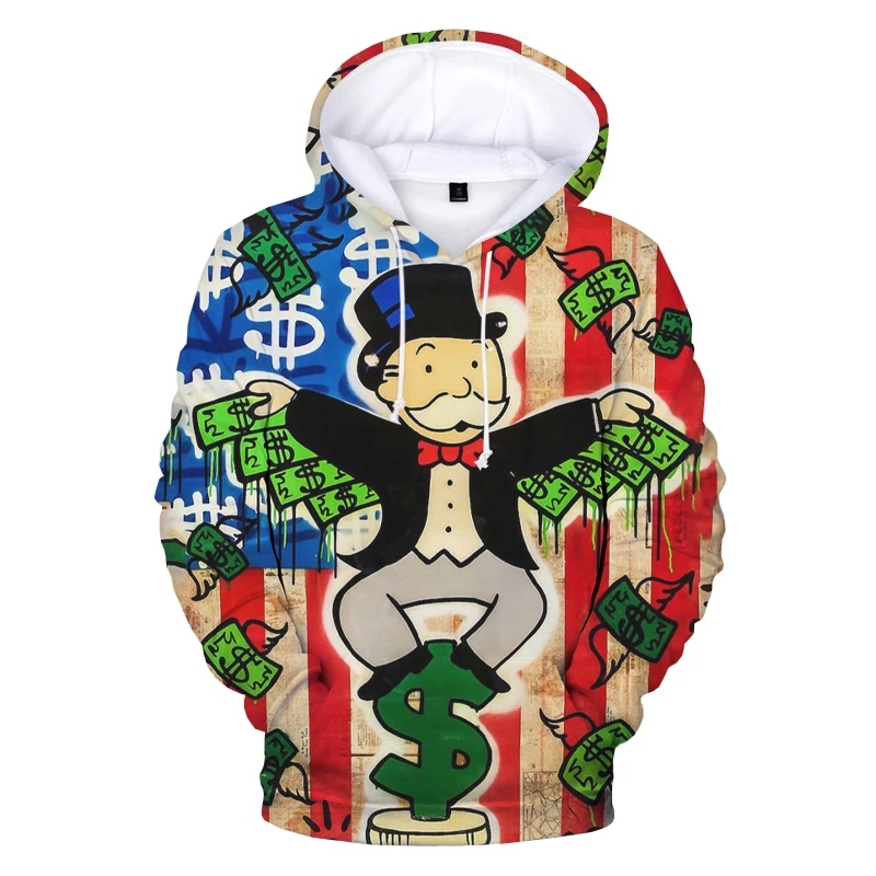 Monopoly Men Women 3D Printed Hoodies Alec Monopoly Money Wings Graphic Cool Fashion Long Sleeve Streetwear Hoodies Oversized