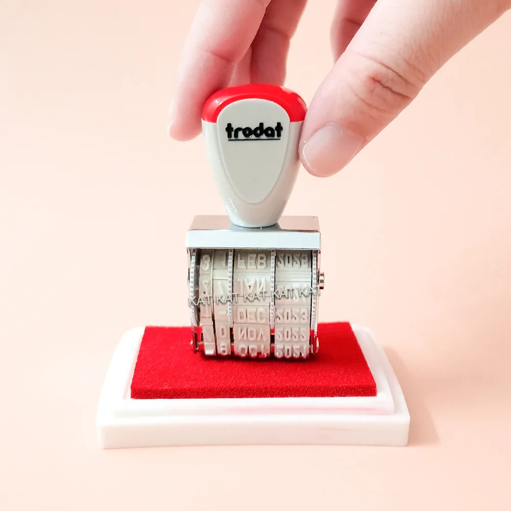Sello de goma con fecha, suministros escolares, papelería con almohadilla de tinta, creativo, para negocios, bricolaje, ajustable