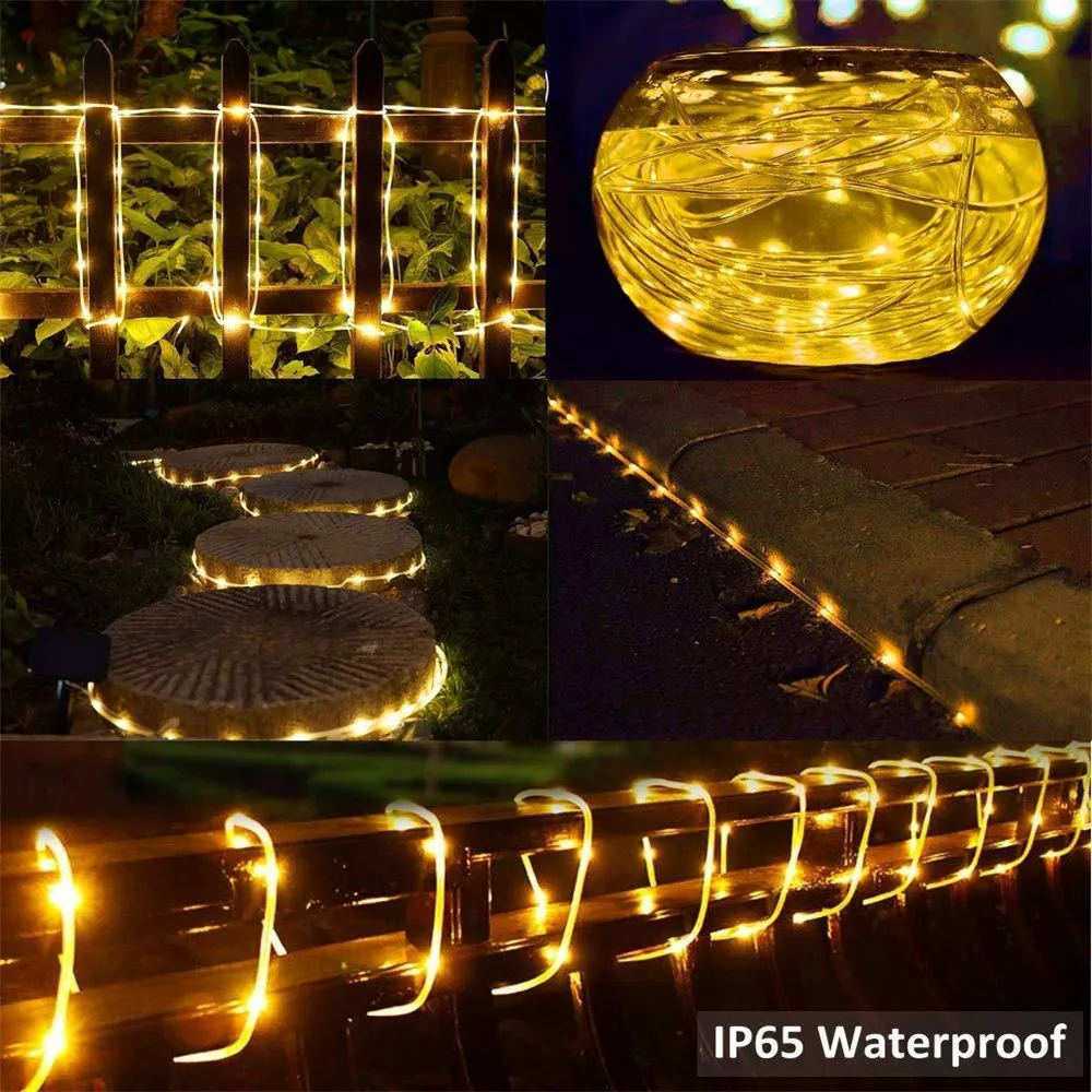 10/20/30M LED Waterproof Rope Lights 8 Modes Low Voltage LED Rope Tube String Lights for Christmas Party Garden Patio Yard Path