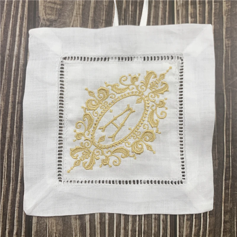 Set of 50 Fashion Sachet 6x6-inch Home Decor /Home Fragrances / White Linen Sachet Bags Can Collection  Bridal Handkerchiefs