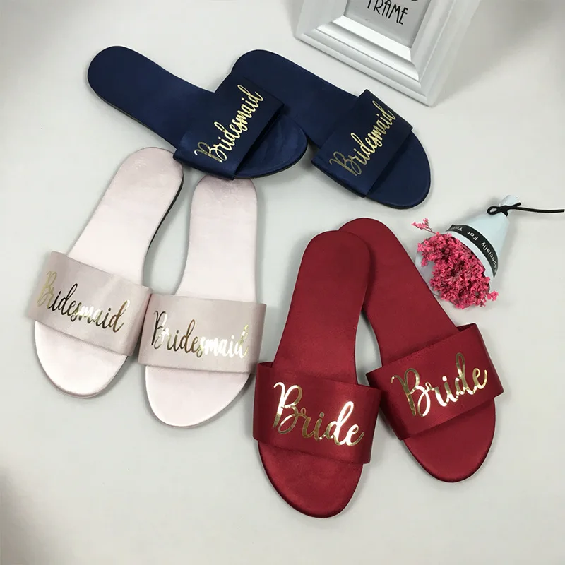 

Bride Bridesmaid Slippers Women Marriage Gift Souvenir Wedding Supplies Female Wedding Party Slippers Original Size 36-40