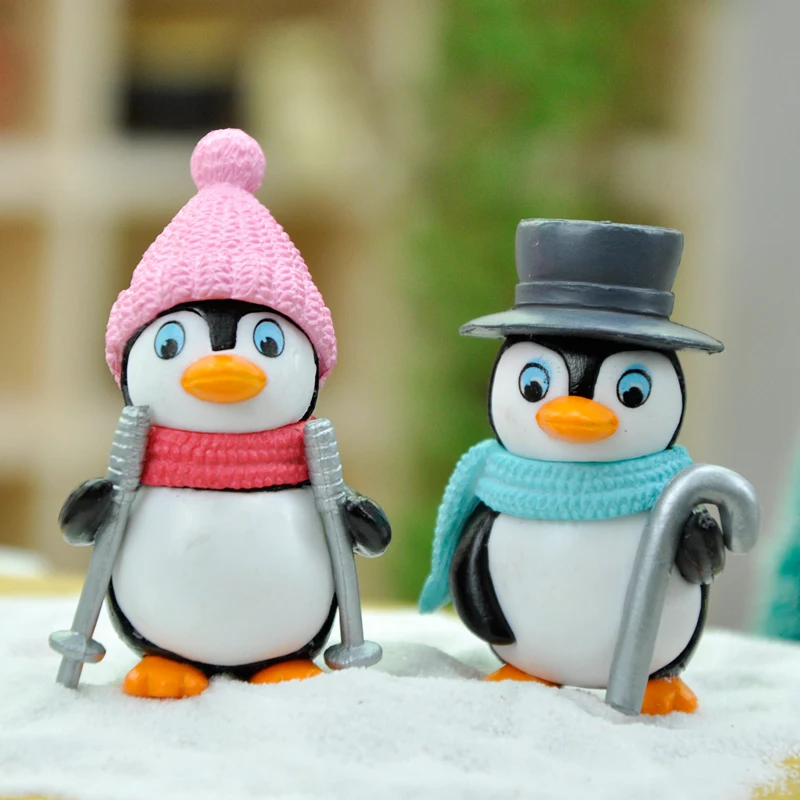 4 pcs Penguin family decorations micro landscape plant potted desktop cake cute doll ornaments home decoration