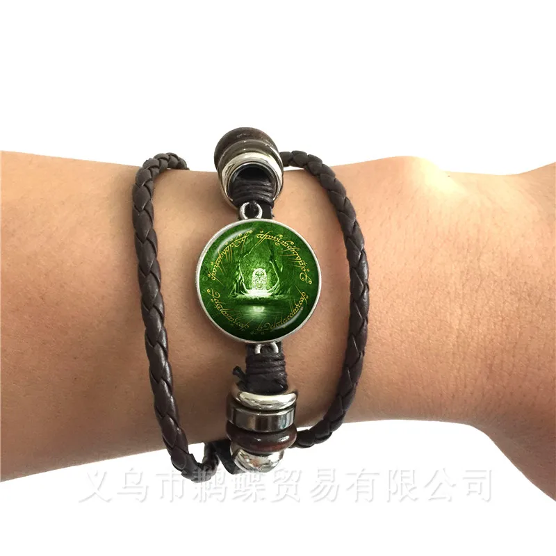 Life Tree Leather Bracelet Glass Cabochon Black/Brown 2 Color Leather Vintage Statement Bangle Fashion Men Women Jewelry Gift