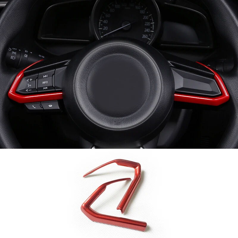 Car Detector Stick Steering Wheel Interior Kit Trim Lamp Frame ABS matte red For Mazda CX-3 2018 2019 / CX-5 2017 2018 2019 2020