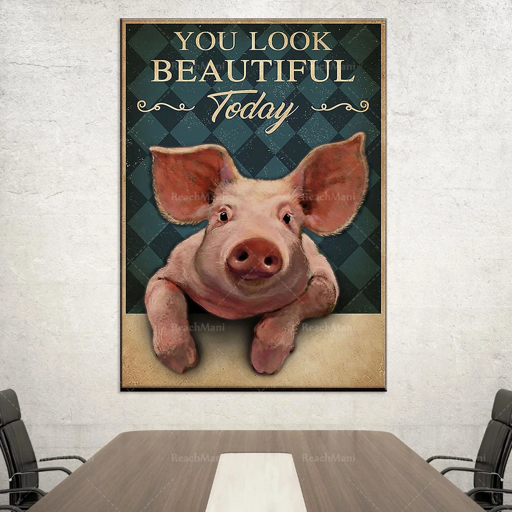 Farmers raise pigs in love, you look beautiful today poster family bathroom bathroom toilet decoration poster