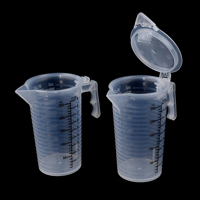 1PC 100/250/500ML Plastic Measuring Cups Jug  Liquid Container Clear Baking Kitchen Flour Water With Cover Kitchne Accessories