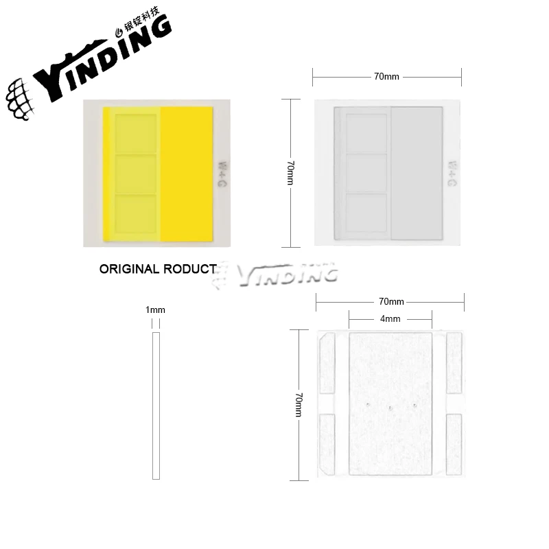 2PCS YINDING 7070 two-color 50W high power LED Light Emitting Diode 3100-6900K Warm White+Cold White light Car headlight source