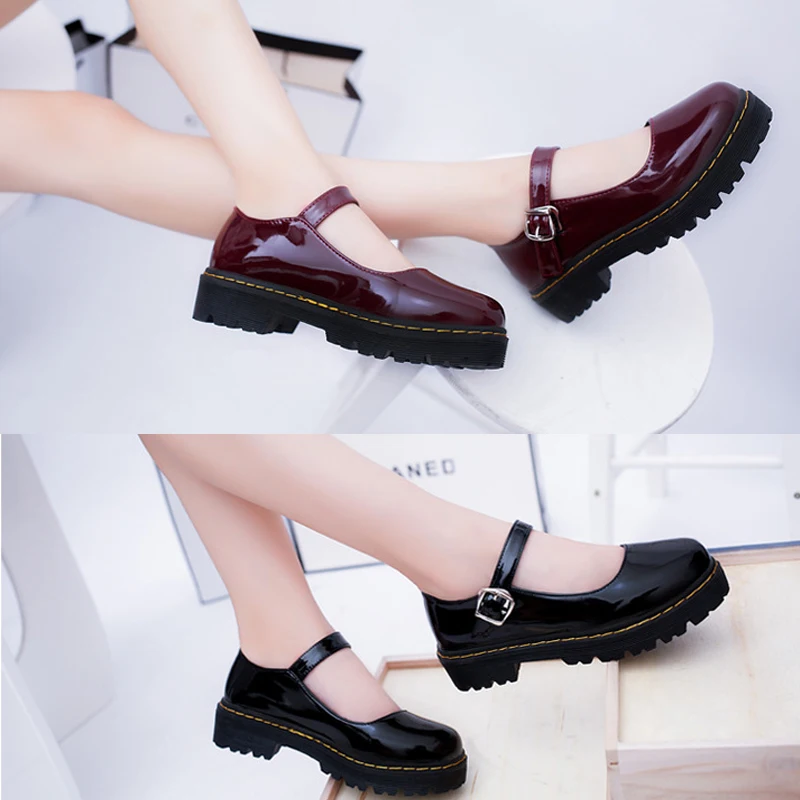 Lolita Shoes LoveLive Lady Maid Uniform Buckle Round Head Thick High Heel Muffin Thick Sole Single Shoe Cosplay Size35-39