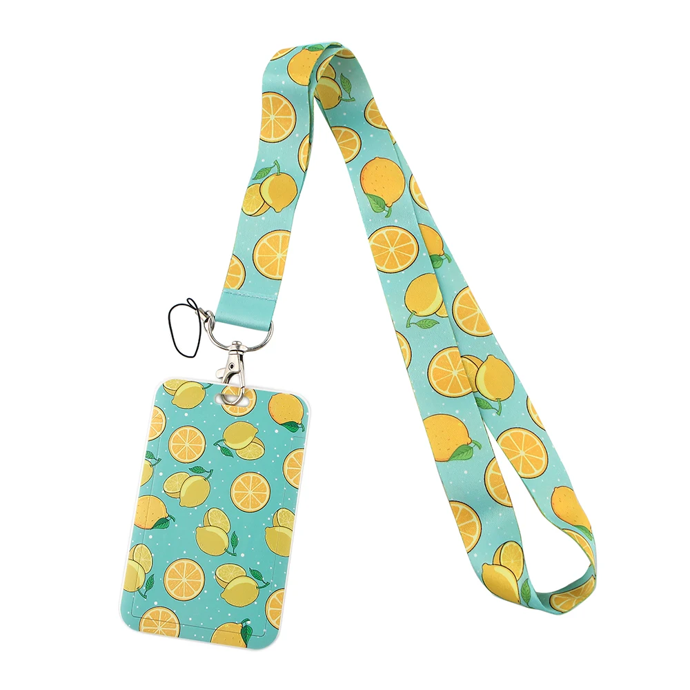 YL36 Cute Fruit Lemon Neck Straps Lanyard Car Keychain ID Card Badge Holder Pass Gym Mobile Phone Key Rings Accessories