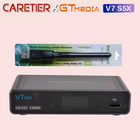 1PC Satellite Receiver Gtmedia V7S5X DVB-S/S2/S2X Full HD 1080P with USB WIFI Online Movie Youtube set top box Fast Delivery