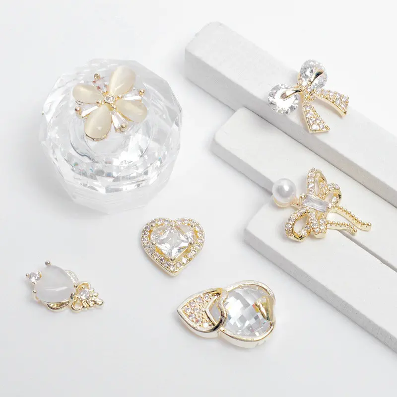 10pcs/lot 3D Love Flower Zircon Crystals Metal Alloy Rhinestones Jewelry Nail Art Decorations Nails Accessories Charms Supplies