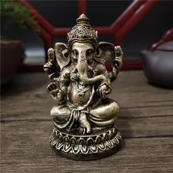 Bronze Color Lord Ganesha Buddha Statues Elephant Hindu God Sculpture Figurines Ornaments Resin Home Decoration Lucky Gifts