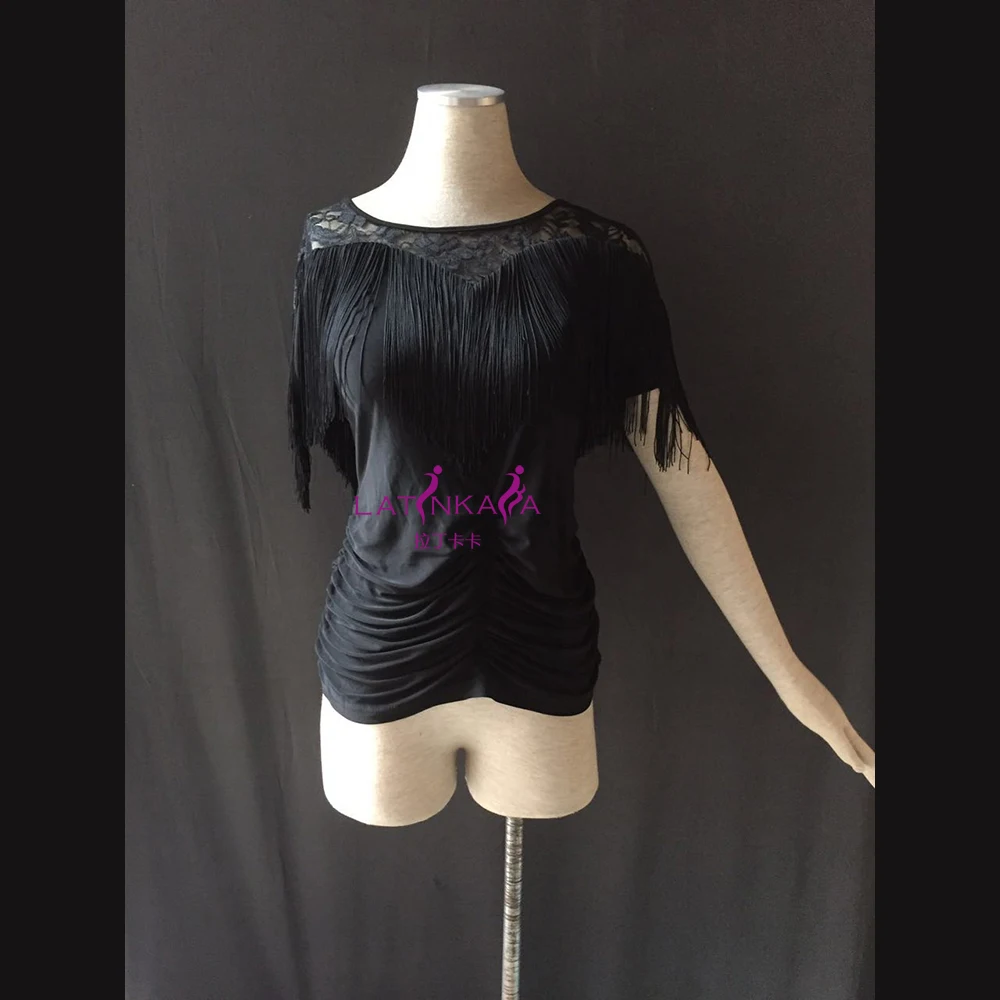 

KAKA-LD200528 Latin Dance Practice Tops Women Dance Costume Tops Adult Modern Dance Clothes Black Latin Dance Practice Wear