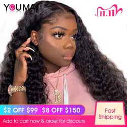 360 Lace Frontal Wig Deep Curly Fake Scalp 250 Density 13X6 Lace Front Human Hair Wigs 30 Inch Full Closure You May Remy U Part