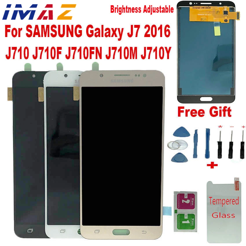 IMAZ dla Samsung Galaxy J7 2016 J710 SM J710F J710FN J710M J710H J710A wyświetlacz LCD + ekran dotykowy Digitizer regulowany montaż