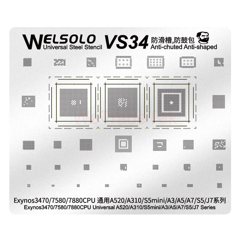 Plantilla mecánica BGA Reballing para Samsung S9 + S9 S8 + S8 S7 S6 + S6 J7 J6 Series, placa base, reparación de CPU, plantilla de Reballing de estaño