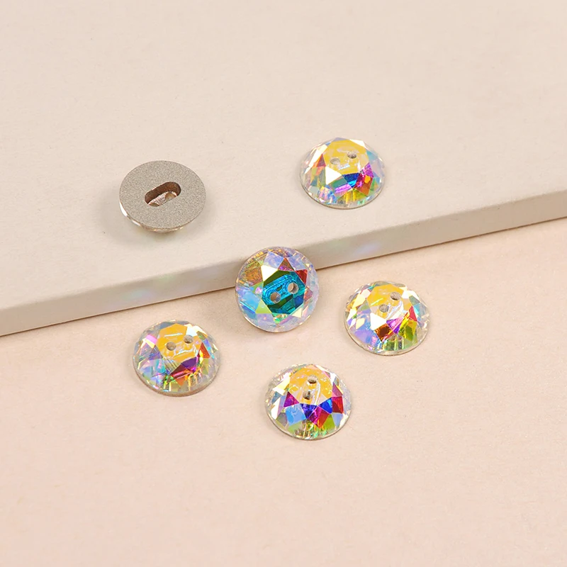 YANRUO 3014 All Sizes AB Round Glass Crystal Rhinestones Handmade Craft Sewing Buttons Press Accessories For Clothes