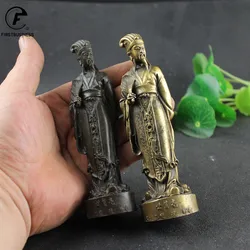 Brass Zhuge Liang Figures Statue Copper Chinese Historical Classical Character Figurines Desktop Decorations Ornaments Crafts