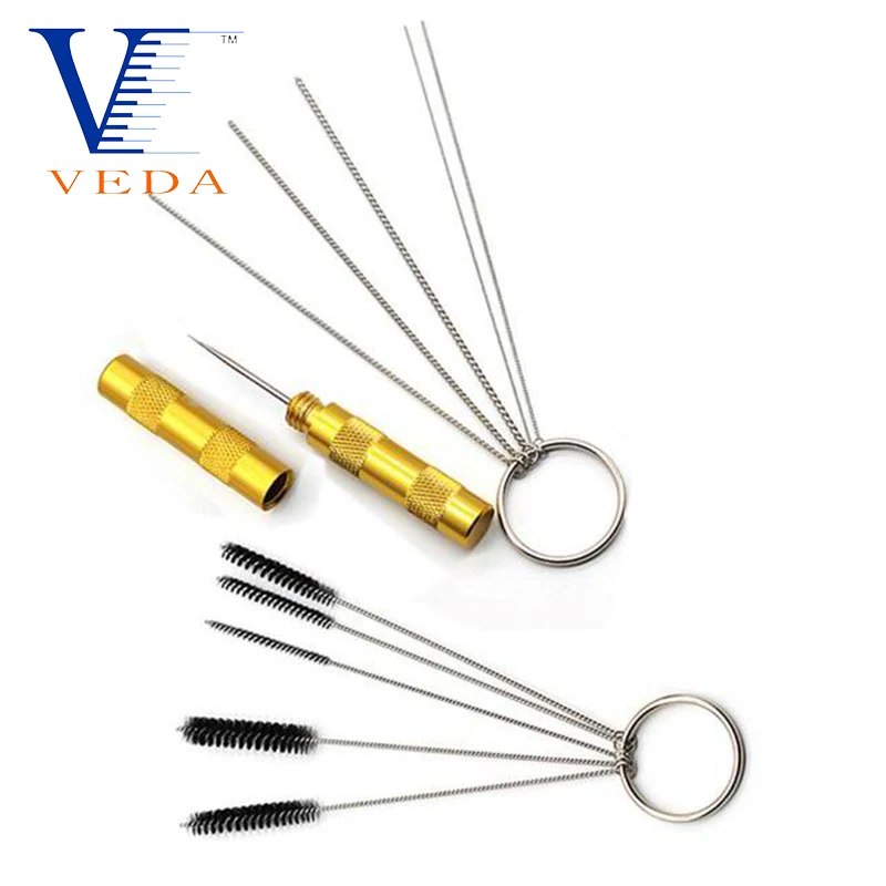 Kit de limpeza de bico de agulha, aço inoxidável, ferramenta de reparo de pistola de pulverização, para pintura corporal, tatuagem, aerógrafo, ferramenta de limpeza