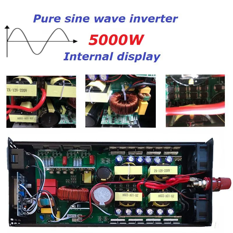 Imagem -04 - Inversor de Onda Senoidal Pura 4000w 5000w dc 12v 24v 48v 60v para ac 110v 220v Conversor de Tensão de Energia Solar para Carros Domésticos