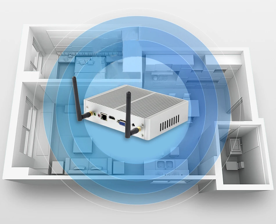 XCY Fanless Mini PC Intel Core I7 4500U I5 5200U 300M WiFi Gigabit Ethernet 8x USB VGA HDMI Display Windows 10 Linux HTPC