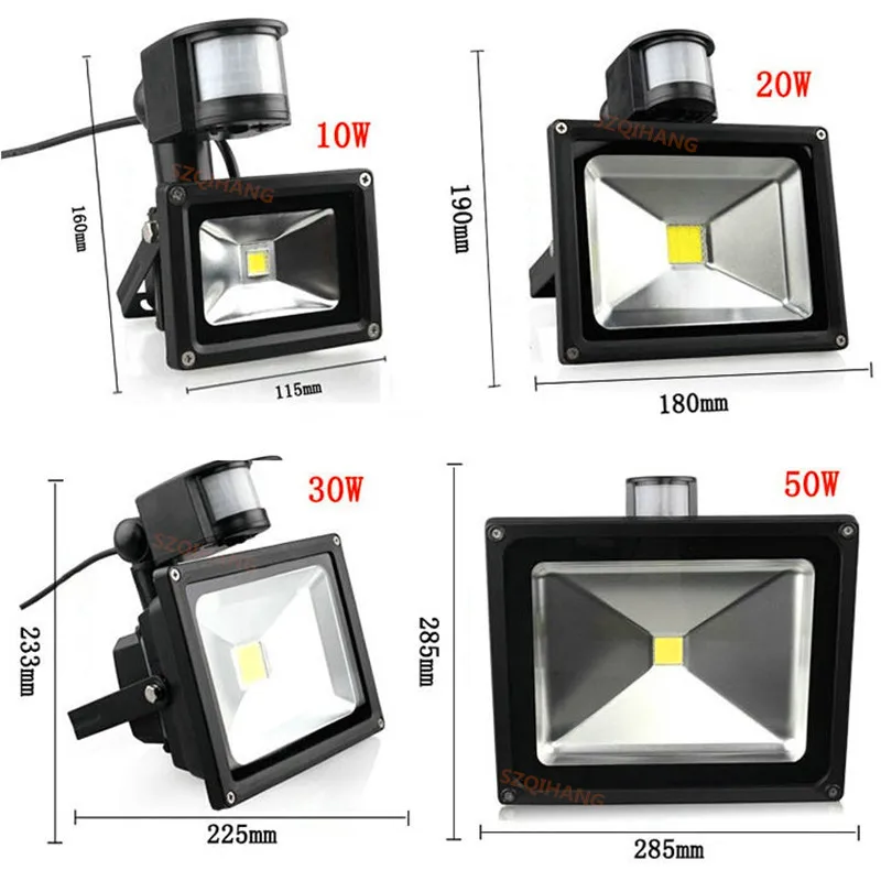 1PCS LED Floodlight PIR Motion Sensor Detector 10w 20w 30w 50w Outdoor Security Flood Light Waterproof Flood Light IP65.