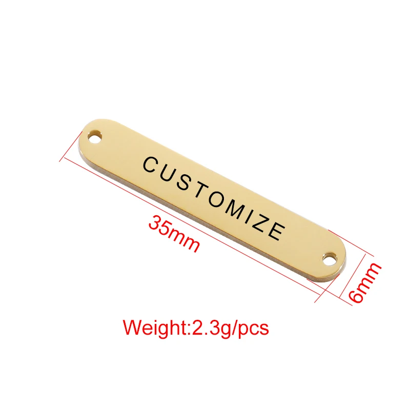 Laser Custom Name Logo Date Text Strip Namebar Charms Stainless Steel Customized Pendants For Making Necklace Bracelets Jewelry