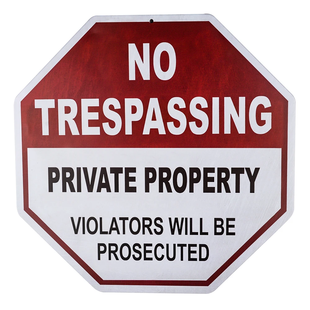 DL-No Trespassing Sign, Private Property, 12x12 Octagon Shaped Rust Novelty Stop Sign