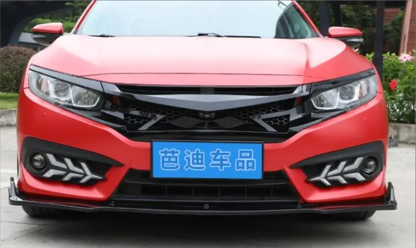 3pcs/Set ABS Black Front Bumper Lip Diffuser For Honda Civic 2016 2017 2018 2019