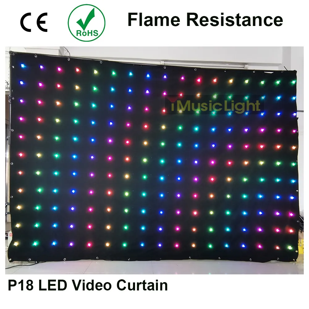 LED Backdrop P18 2Mx3M DMX Controller 80 Animated Patterns 187pcs LED Vision Curtain Flexible Screen LED Video Curtain Screen