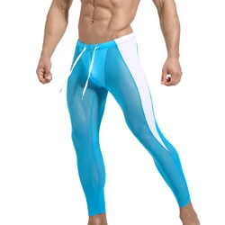 Men Mesh Long Pants Sexy Transparent Man Underwear Breathable Men's Casual Leggings Sleep Homewear See Through Pajama Pants