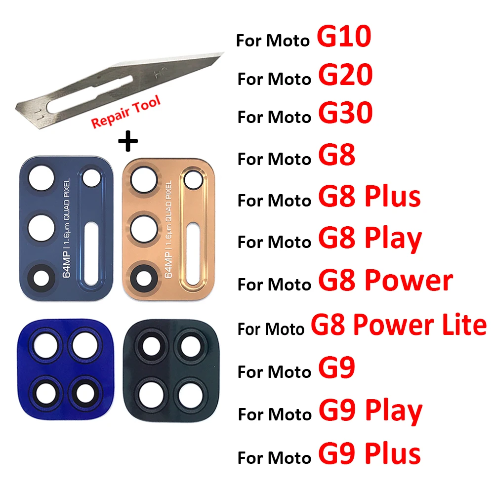 2Pcs Hinten Zurück Kamera Glas Objektiv Für Motorola Moto Z4 Z3 Spielen G8 G9 Spielen Plus Power Lite G20 g30 G10 Mit Aufkleber Adhesive