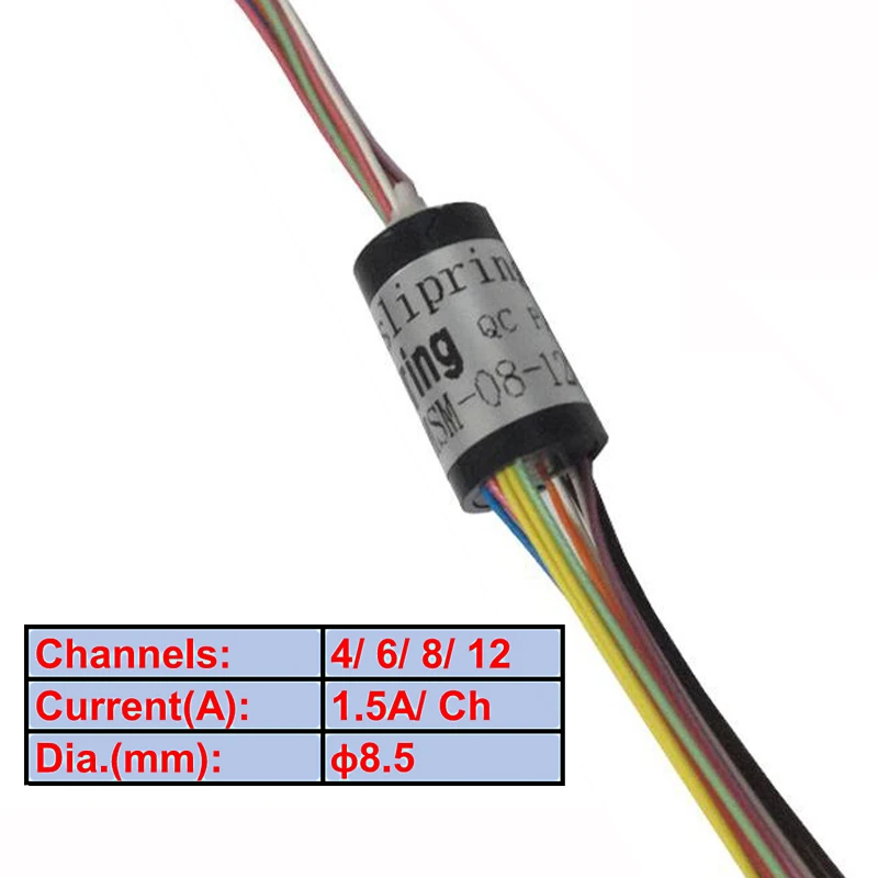 Micro Slip Ring 8.5mm 4/6/8/12 Channel 1.5A Rotate Slip Ring for PTZ Hand Gimbal RC and Rotor Devices