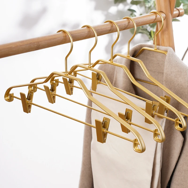 

5pcs Anti-slip Trouser Hangers Clothes Hangers Metal Aluminum Alloy Traceless Dress Pants Drying Rack Wardrobe Storage Racks