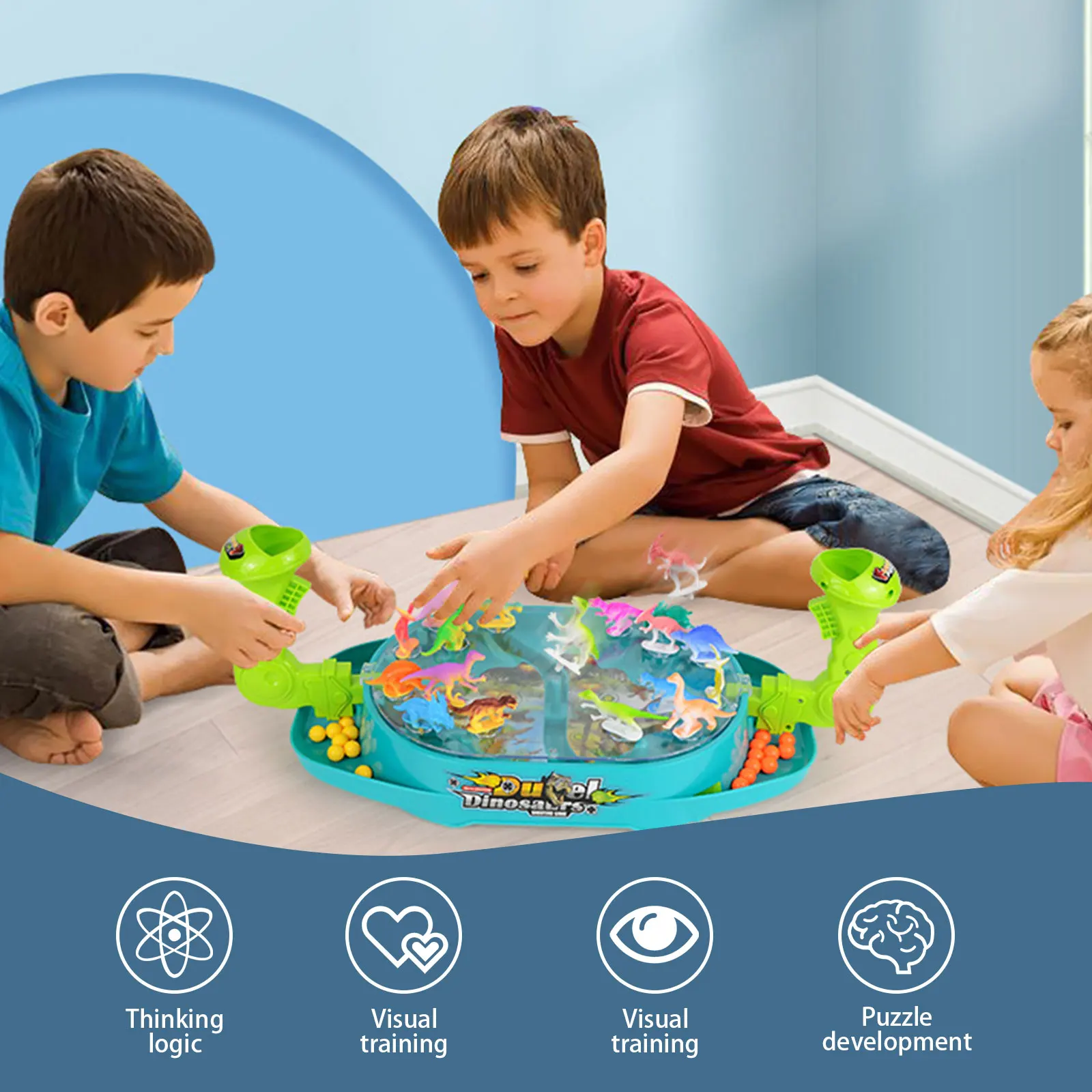 Funny Double Battle Dinosaur Bounce Catapult Desktop Board Game Parent-Child Interaction Toy for Kids Children Family Party