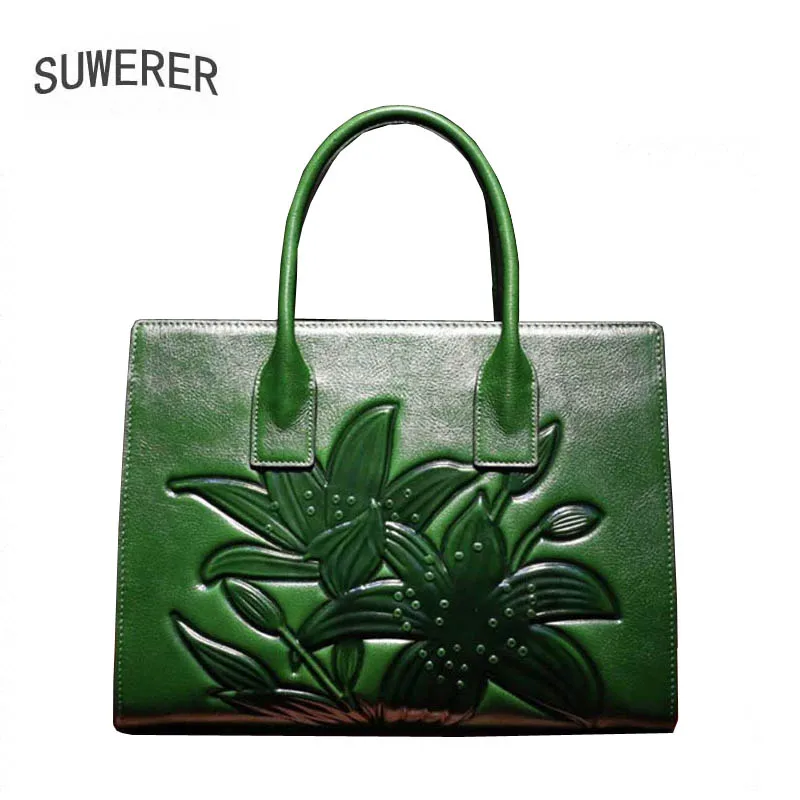 

SUWERER NEW luxury handbags women bags designer Genuine Leather women bag brand luxury handbag Women's famous brand tote bag