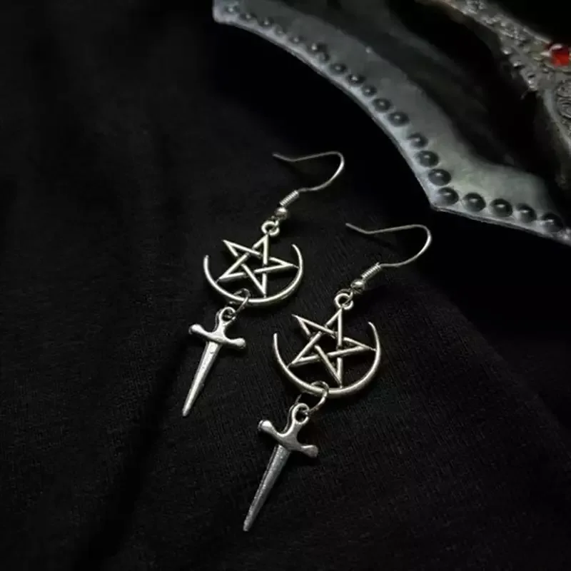 Lunar Ritual Earrings mysterious gothic jewelry moon witch celtic pagan viken moon god moon phase witch goddess fashion woman