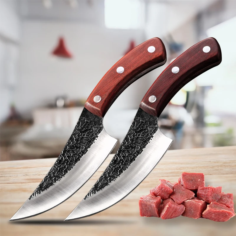 

Handmade Stainless Steel Kitchen Deboning Knife Hammered Slaughter Special Splitting and Peeling Knife