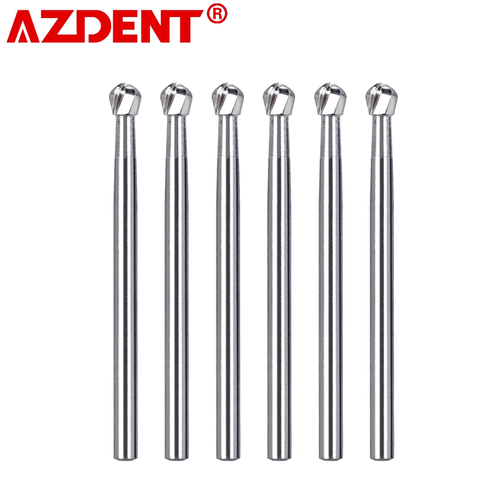 AZDENT Dental Bur FGXL 25mm Dia.1.6mm 6pcs/Box Dental Surgical Tungsten Carbide Bur Round Type for High Sepeed Handpiece