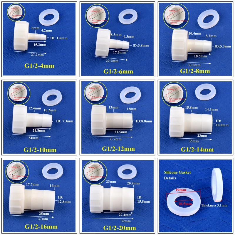 5~200pcs G1/2 To 4~20mm PP/ABS Pagoda Direct Connector Irrigation System Water Pipe Hose Joint Aquarium Tank Air Pump Fittings