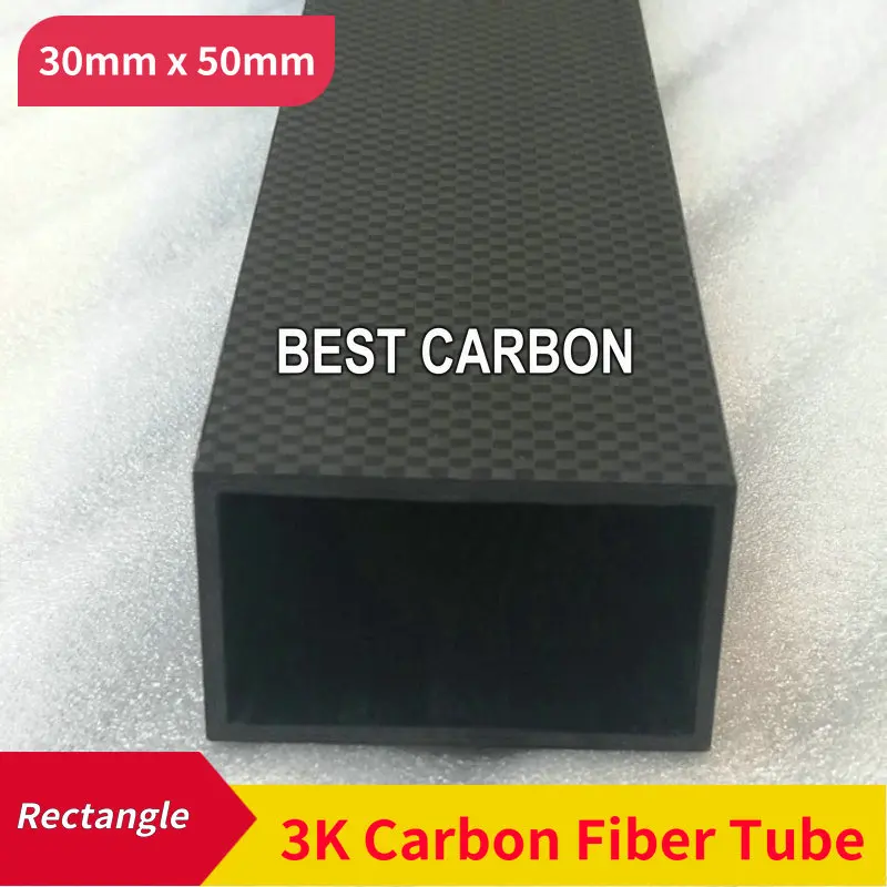 Rectangle shape 30mm x 50mm x 1000mm , thickness 2mm ,High Quality 3K Carbon Fiber Fabric Wound/winded Tube