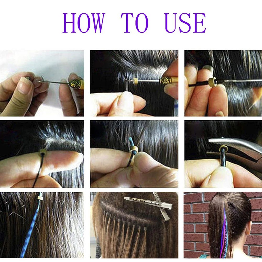 Colored Strands for Hair Feather Extension, 10 Pieces