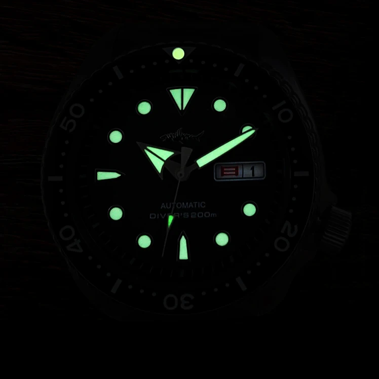 Heimdallr Men Diver Watch 44.8mm Automatic Mechanical Wristwatch 200M Waterproof C3 Luminous NH36A Sapphire Steel Strap