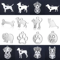10pcs/lot diy dachshund dog cat paw stainless steel charm pendant wholesale elephant bone jewelry bracelet connector charms